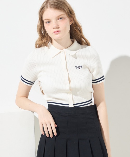 tommy jeans（トミー ジーンズ）の「スプリクトロゴリブポロセーター（ポロシャツ・レディース・ネイビー/ホワイト・X-SMALL/MEDIUM/SMALL）」の19枚目の写真