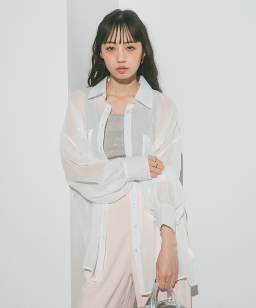 VANNIE U（ヴァニーユー）の「ダブルポケットオーバーシアーシャツ（シャツ/ブラウス・レディース・ブルー/ホワイト/ピンク・FREE）」の14枚目の写真