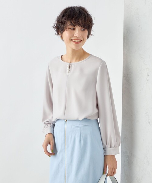 「NOLLEY'S Sophi」 長袖ブラウス 38 ネイビー レディース NOLLEY'S Sophi（ノーリーズソフィ）の「ストライプVネック