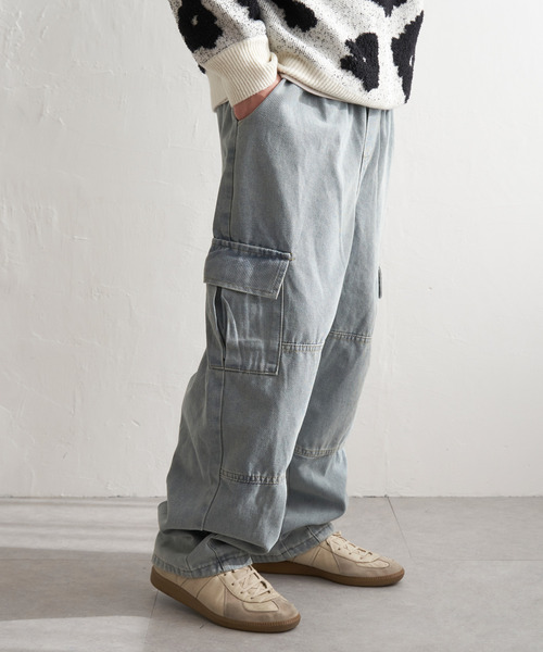 VENCEEXCHANGE(ヴァンスエクスチェンジ)の「ワイドデニムカーゴ(デニムパンツ・メンズ・ブラック/ブルー・M/L)」の9枚目の写真