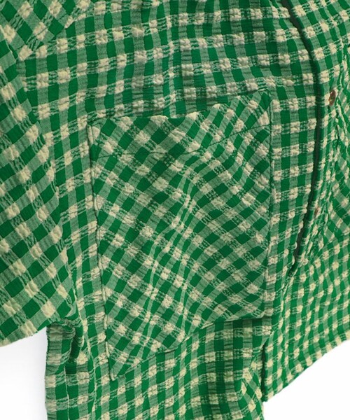 BRANSHES（ブランシェス）の「【お揃い】ギンガムチェック柄半袖シャツ（シャツ/ブラウス・キッズ・ネイビー/グリーン・90/100/110/120/130/140/150）」の9枚目の写真