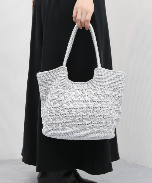 cache cache（カシュ カシュ）の「カシュカシュ cachecache / メタリックコード柄編みトートバッグ（トートバッグ・レディース・マルチ/シルバー/ブラック/ホワイト/シルバー系その他・FREE）」の21枚目の写真