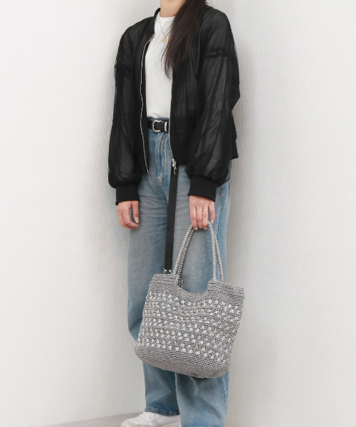 cache cache（カシュ カシュ）の「カシュカシュ cachecache / メタリックコード柄編みトートバッグ（トートバッグ・レディース・マルチ/シルバー/ブラック/ホワイト/シルバー系その他・FREE）」の11枚目の写真