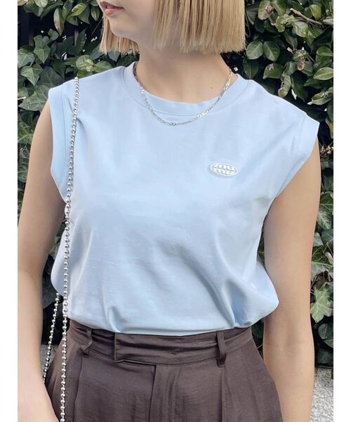 MURUA（ムルーア）の「ロゴノースリーブトップス（タンクトップ・レディース・ホワイト/ライトブルー/ブラック/ネイビー/イエロー・FREE）」の4枚目の写真