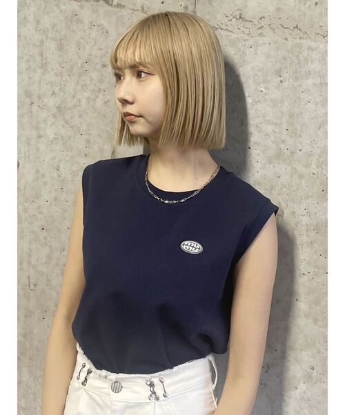 MURUA（ムルーア）の「ロゴノースリーブトップス（タンクトップ・レディース・ホワイト/ライトブルー/ブラック/ネイビー/イエロー・FREE）」の7枚目の写真