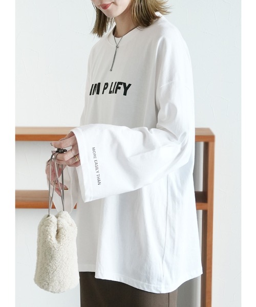 reca（レカ）の「【選べる2タイプ！】大人のワイドスリーブロゴプルオーバー（Tシャツ/カットソー・レディース・ブラック/ナチュラル/ブルー/チャコール/ホワイト系その他/ホワイト・FREE）」の2枚目の写真