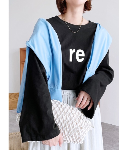 reca（レカ）の「【選べる2タイプ！】大人のワイドスリーブロゴプルオーバー（Tシャツ/カットソー・レディース・ブラック/ナチュラル/ブルー/チャコール/ホワイト系その他/ホワイト・FREE）」の4枚目の写真