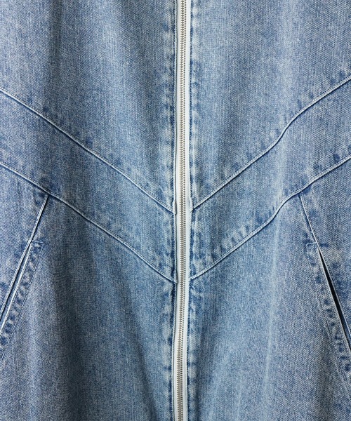 ILL'S（イルズ）の「ビッグシルエット ヴィンテージライク ケミカルウォッシュ加工 切り替えデニムブルゾン ジャケット【ILL'S】（デニムジャケット・メンズ・ブラック/ブラック系その他/ブルー・M/L）」の7枚目の写真