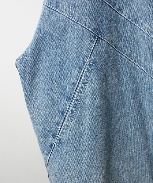 ILL'S（イルズ）の「ビッグシルエット ヴィンテージライク ケミカルウォッシュ加工 切り替えデニムブルゾン ジャケット【ILL'S】（デニムジャケット・メンズ・ブラック/ブラック系その他/ブルー・M/L）」の9枚目の写真