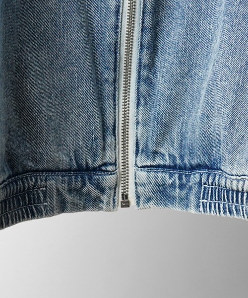 ILL'S（イルズ）の「ビッグシルエット ヴィンテージライク ケミカルウォッシュ加工 切り替えデニムブルゾン ジャケット【ILL'S】（デニムジャケット・メンズ・ブラック/ブラック系その他/ブルー・M/L）」の8枚目の写真