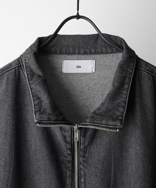 ILL'S（イルズ）の「ビッグシルエット ヴィンテージライク ケミカルウォッシュ加工 切り替えデニムブルゾン ジャケット【ILL'S】（デニムジャケット・メンズ・ブラック/ブラック系その他/ブルー・M/L）」の13枚目の写真