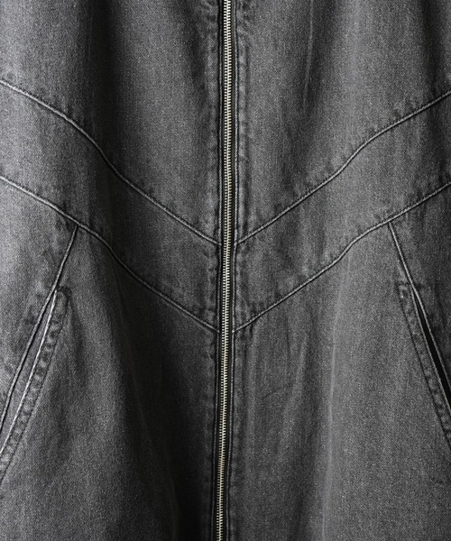 ILL'S（イルズ）の「ビッグシルエット ヴィンテージライク ケミカルウォッシュ加工 切り替えデニムブルゾン ジャケット【ILL'S】（デニムジャケット・メンズ・ブラック/ブラック系その他/ブルー・M/L）」の15枚目の写真