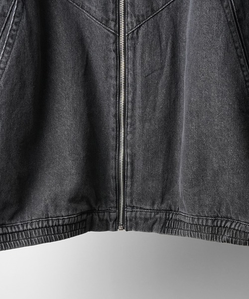 ILL'S（イルズ）の「ビッグシルエット ヴィンテージライク ケミカルウォッシュ加工 切り替えデニムブルゾン ジャケット【ILL'S】（デニムジャケット・メンズ・ブラック/ブラック系その他/ブルー・M/L）」の16枚目の写真