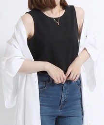 Salong hameu（サロン ハミュー）の「スムースコットン クルーネックタンクトップ レディース/ノースリーブTシャツ（タンクトップ）」