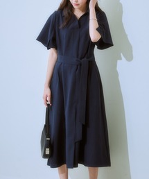 7days Life Styling | 麻調合繊ミディ丈フレアワンピース（しわになりにくい・接触冷感・ＵＶカット・洗える）(ワンピース)