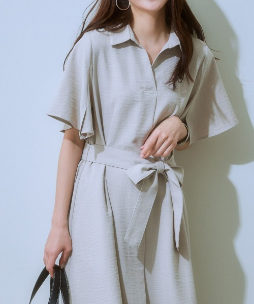 7days Life Styling(セブンデイズライフスタイリング)の「麻調合繊ミディ丈フレアワンピース(しわになりにくい・接触冷感・UVカット・洗える)(ワンピース・レディース・モカ/ネイビー/ライトベージュ/グリーン/チャコールグレー・S/M/L/LL)」の3枚目の写真