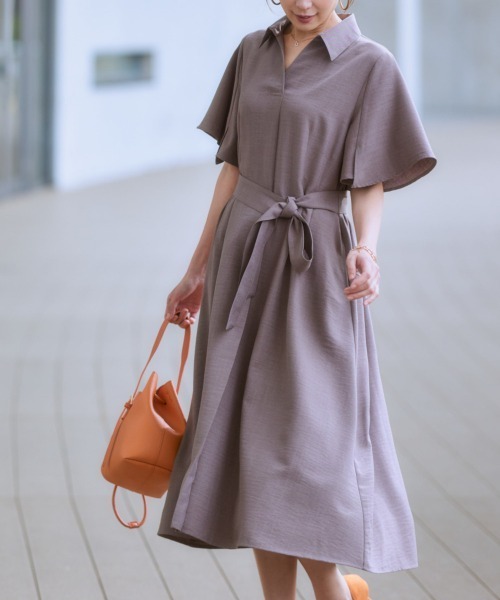 7days Life Styling(セブンデイズライフスタイリング)の「麻調合繊ミディ丈フレアワンピース(しわになりにくい・接触冷感・UVカット・洗える)(ワンピース・レディース・モカ/ネイビー/ライトベージュ/グリーン/チャコールグレー・S/M/L/LL)」の16枚目の写真