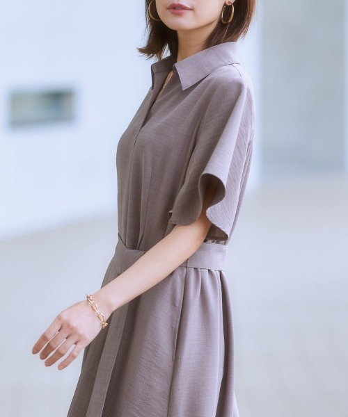 7days Life Styling(セブンデイズライフスタイリング)の「麻調合繊ミディ丈フレアワンピース(しわになりにくい・接触冷感・UVカット・洗える)(ワンピース・レディース・モカ/ネイビー/ライトベージュ/グリーン/チャコールグレー・S/M/L/LL)」の14枚目の写真