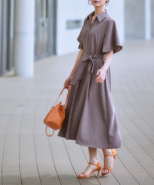 7days Life Styling(セブンデイズライフスタイリング)の「麻調合繊ミディ丈フレアワンピース(しわになりにくい・接触冷感・UVカット・洗える)(ワンピース・レディース・モカ/ネイビー/ライトベージュ/グリーン/チャコールグレー・S/M/L/LL)」の13枚目の写真