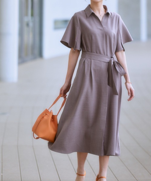 7days Life Styling(セブンデイズライフスタイリング)の「麻調合繊ミディ丈フレアワンピース(しわになりにくい・接触冷感・UVカット・洗える)(ワンピース・レディース・モカ/ネイビー/ライトベージュ/グリーン/チャコールグレー・S/M/L/LL)」の19枚目の写真