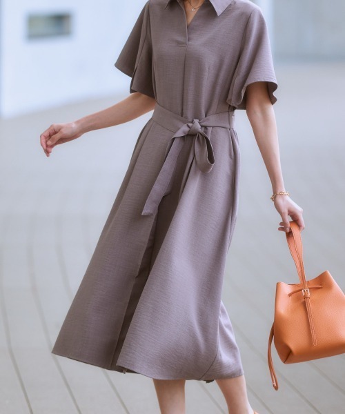 7days Life Styling(セブンデイズライフスタイリング)の「麻調合繊ミディ丈フレアワンピース(しわになりにくい・接触冷感・UVカット・洗える)(ワンピース・レディース・モカ/ネイビー/ライトベージュ/グリーン/チャコールグレー・S/M/L/LL)」の18枚目の写真