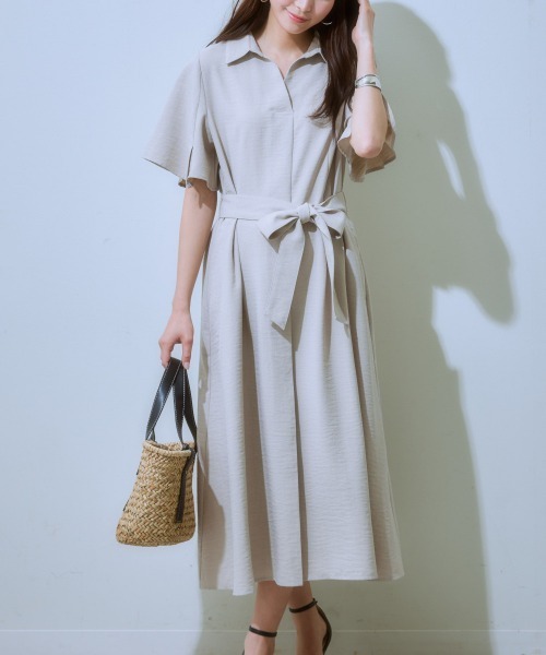 7days Life Styling(セブンデイズライフスタイリング)の「麻調合繊ミディ丈フレアワンピース(しわになりにくい・接触冷感・UVカット・洗える)(ワンピース・レディース・モカ/ネイビー/ライトベージュ/グリーン/チャコールグレー・S/M/L/LL)」の6枚目の写真