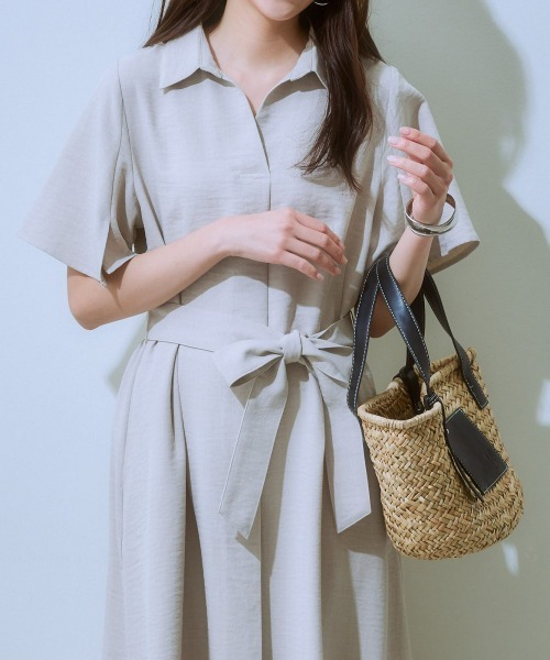 7days Life Styling(セブンデイズライフスタイリング)の「麻調合繊ミディ丈フレアワンピース(しわになりにくい・接触冷感・UVカット・洗える)(ワンピース・レディース・モカ/ネイビー/ライトベージュ/グリーン/チャコールグレー・S/M/L/LL)」の8枚目の写真