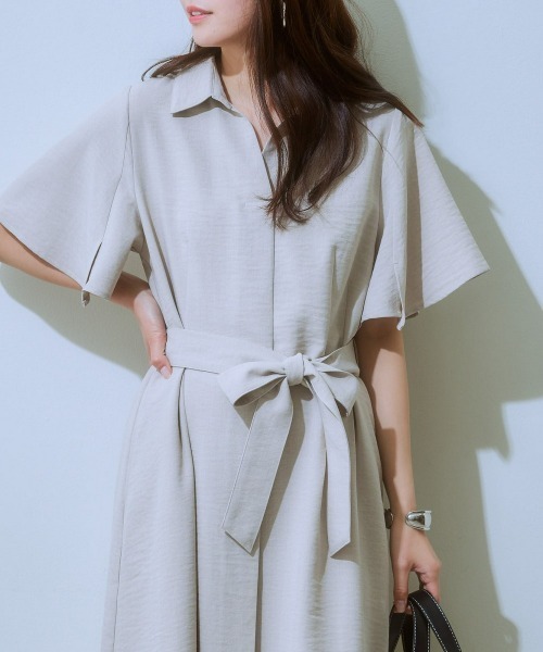 7days Life Styling(セブンデイズライフスタイリング)の「麻調合繊ミディ丈フレアワンピース(しわになりにくい・接触冷感・UVカット・洗える)(ワンピース・レディース・モカ/ネイビー/ライトベージュ/グリーン/チャコールグレー・S/M/L/LL)」の9枚目の写真