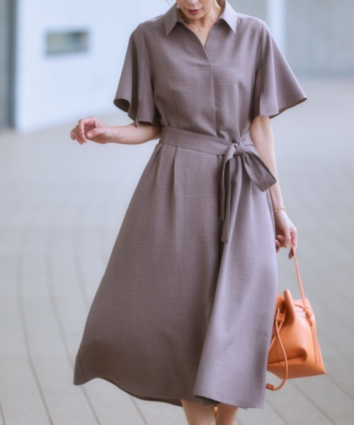 7days Life Styling(セブンデイズライフスタイリング)の「麻調合繊ミディ丈フレアワンピース(しわになりにくい・接触冷感・UVカット・洗える)(ワンピース・レディース・モカ/ネイビー/ライトベージュ/グリーン/チャコールグレー・S/M/L/LL)」の12枚目の写真