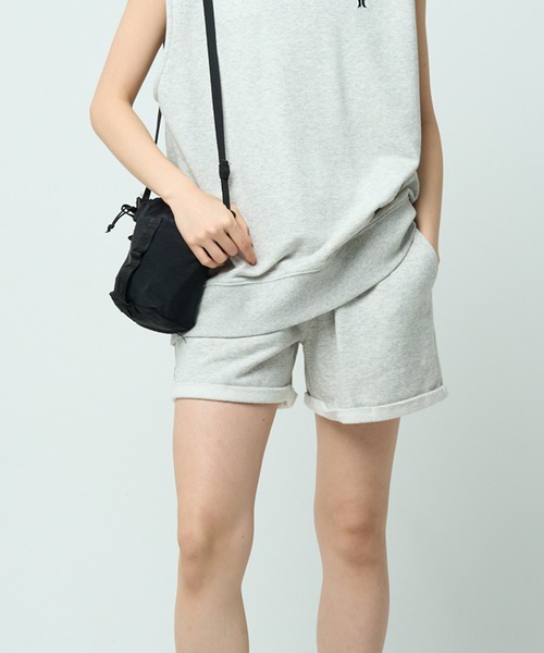 tシャツ 「Hurley/ハーレー」レディーススウェットショートトップス　ヨガ　フィッットネス　TERRY ICON DRAW CORD TOPS レ Hurley tシャツ 「Hurley/ハーレー」レディーススウェット