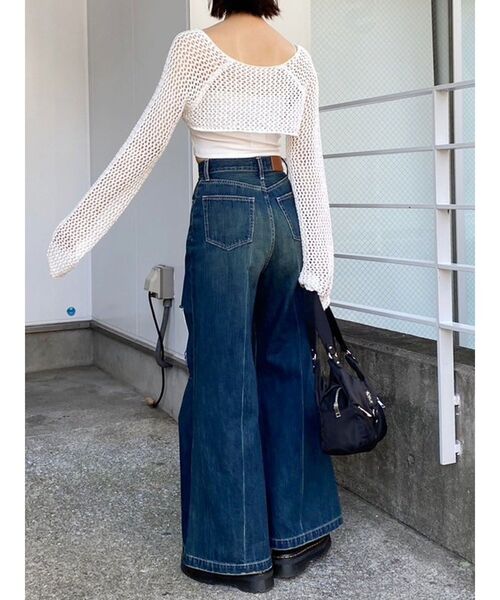 EVRIS（エヴリス）の「ラメメッシュショートニットトップス（ニット/セーター・レディース・ホワイト/ブラック/パープル・FREE）」の21枚目の写真