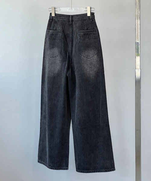 Dime ブラック ワイドレッグ デニム Dime】Baggy Denim Pants - Black Washed(SP24)