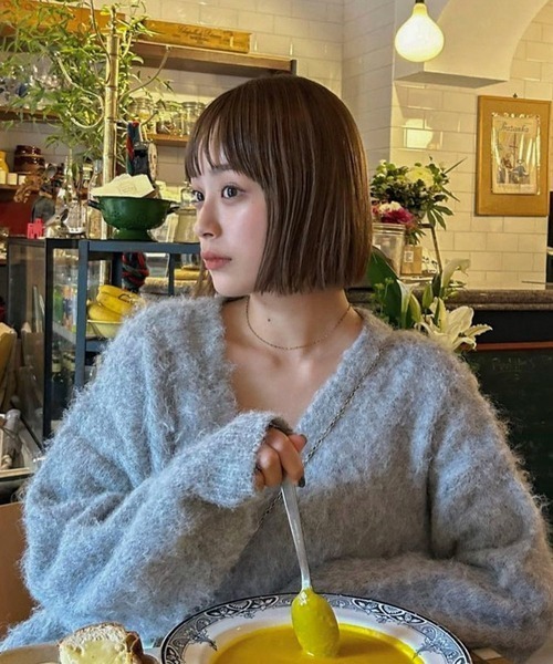 byYOUANCE(バイユアンス)の「ウール混起毛カーディガン(カーディガン/ボレロ・レディース・オフホワイト/杢グレー/ブルー/ダークグレー・FREE)」の3枚目の写真