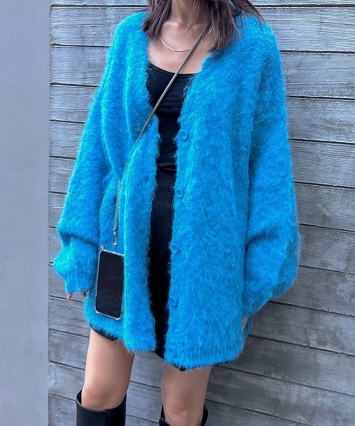 byYOUANCE(バイユアンス)の「ウール混起毛カーディガン(カーディガン/ボレロ・レディース・オフホワイト/杢グレー/ブルー/ダークグレー・FREE)」の4枚目の写真