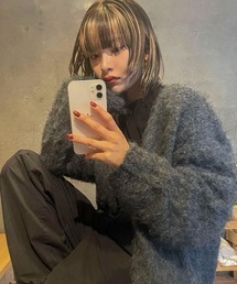 ウール混起毛カーディガン