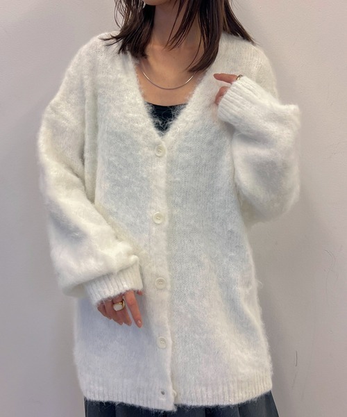 byYOUANCE(バイユアンス)の「ウール混起毛カーディガン(カーディガン/ボレロ・レディース・オフホワイト/杢グレー/ブルー/ダークグレー・FREE)」の6枚目の写真