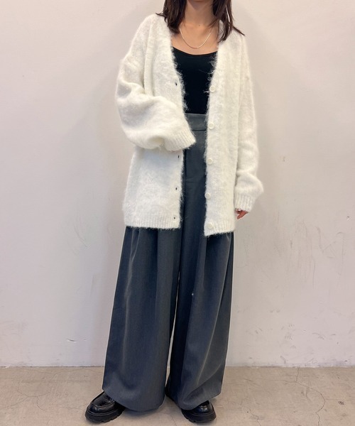 byYOUANCE(バイユアンス)の「ウール混起毛カーディガン(カーディガン/ボレロ・レディース・オフホワイト/杢グレー/ブルー/ダークグレー・FREE)」の7枚目の写真