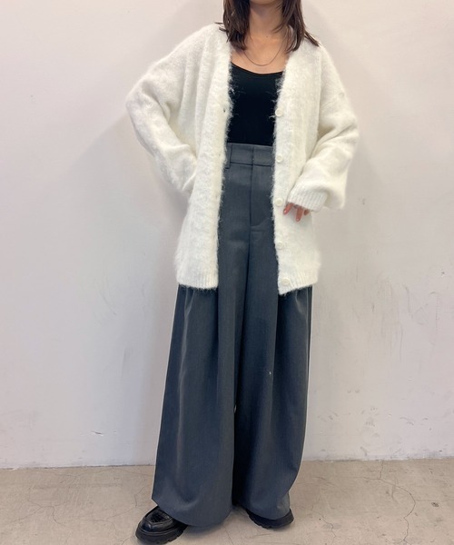 byYOUANCE(バイユアンス)の「ウール混起毛カーディガン(カーディガン/ボレロ・レディース・オフホワイト/杢グレー/ブルー/ダークグレー・FREE)」の8枚目の写真