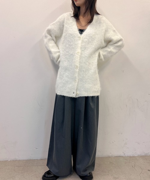 byYOUANCE(バイユアンス)の「ウール混起毛カーディガン(カーディガン/ボレロ・レディース・オフホワイト/杢グレー/ブルー/ダークグレー・FREE)」の10枚目の写真