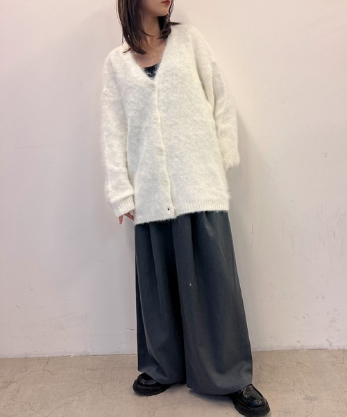 byYOUANCE(バイユアンス)の「ウール混起毛カーディガン(カーディガン/ボレロ・レディース・オフホワイト/杢グレー/ブルー/ダークグレー・FREE)」の11枚目の写真
