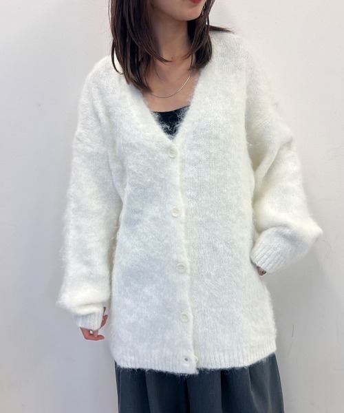 byYOUANCE(バイユアンス)の「ウール混起毛カーディガン(カーディガン/ボレロ・レディース・オフホワイト/杢グレー/ブルー/ダークグレー・FREE)」の13枚目の写真