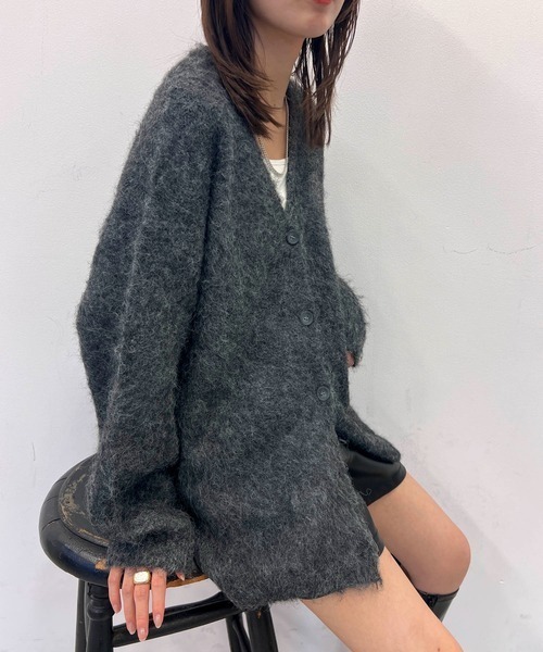 byYOUANCE(バイユアンス)の「ウール混起毛カーディガン(カーディガン/ボレロ・レディース・オフホワイト/杢グレー/ブルー/ダークグレー・FREE)」の14枚目の写真