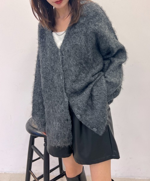 byYOUANCE(バイユアンス)の「ウール混起毛カーディガン(カーディガン/ボレロ・レディース・オフホワイト/杢グレー/ブルー/ダークグレー・FREE)」の15枚目の写真