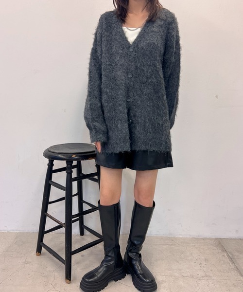 byYOUANCE(バイユアンス)の「ウール混起毛カーディガン(カーディガン/ボレロ・レディース・オフホワイト/杢グレー/ブルー/ダークグレー・FREE)」の16枚目の写真
