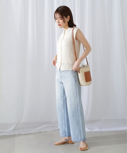 N.（N. Natural Beauty Basic）（エヌエヌナチュラルビューティーベーシック）の「◆フロントボタンニットタンク（ベスト・レディース・オフホワイト/ブラック/グリーン・MEDIUM）」の7枚目の写真