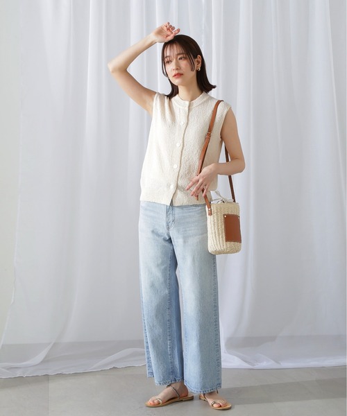 N.（N. Natural Beauty Basic）（エヌエヌナチュラルビューティーベーシック）の「◆フロントボタンニットタンク（ベスト・レディース・オフホワイト/ブラック/グリーン・MEDIUM）」の8枚目の写真