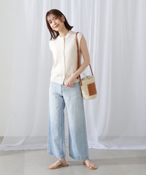 N.（N. Natural Beauty Basic）（エヌエヌナチュラルビューティーベーシック）の「◆フロントボタンニットタンク（ベスト・レディース・オフホワイト/ブラック/グリーン・MEDIUM）」の9枚目の写真