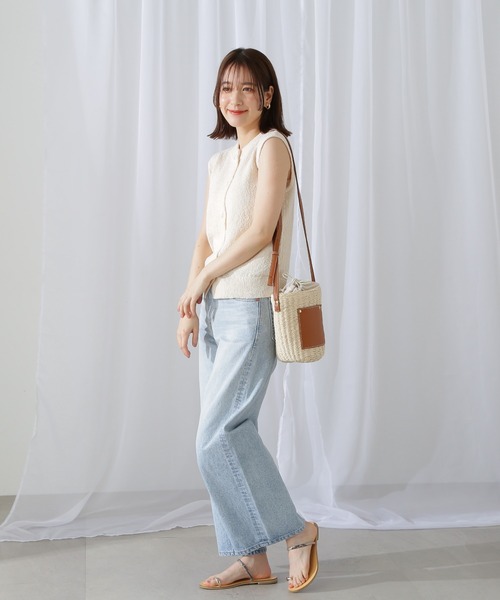 N.（N. Natural Beauty Basic）（エヌエヌナチュラルビューティーベーシック）の「◆フロントボタンニットタンク（ベスト・レディース・オフホワイト/ブラック/グリーン・MEDIUM）」の10枚目の写真