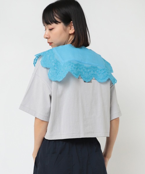 RNA(アールエヌエー)の「E4989 刺繍デタッチャブルカラー(ストール/ショール・レディース・レオパード/アクア/イエロー・FREE)」の2枚目の写真