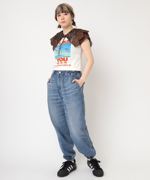 RNA(アールエヌエー)の「E4989 刺繍デタッチャブルカラー(ストール/ショール・レディース・レオパード/アクア/イエロー・FREE)」の7枚目の写真